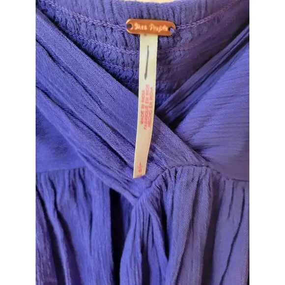 New sz L Large 8/10 free people blue be mine 2 piece crop top maxi slit skirt - Picture 6 of 7